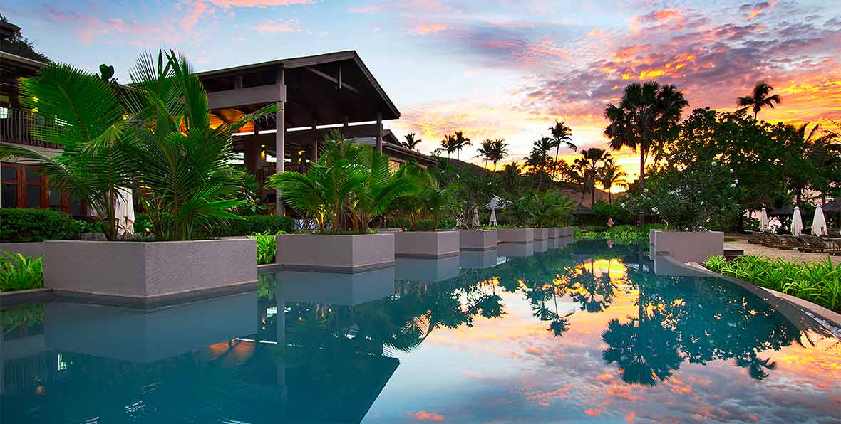 Kempinski Seychelles al atardecer